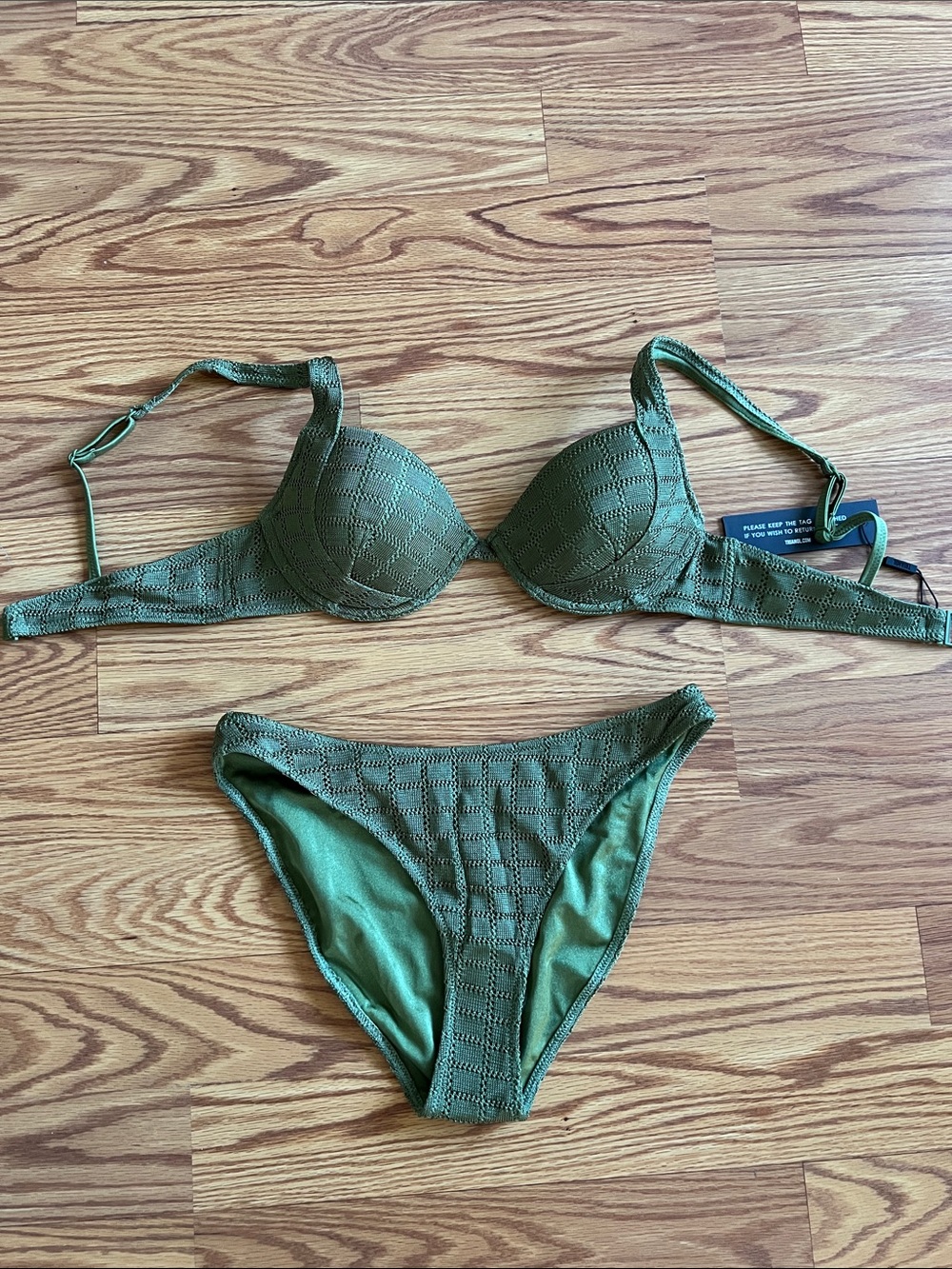 triangl swimwear Olive Textured Two-Piece Bikini